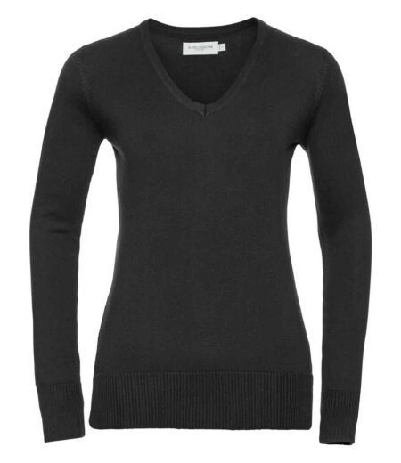 Russell Collection Ladies Cotton Acrylic V Neck Sweater