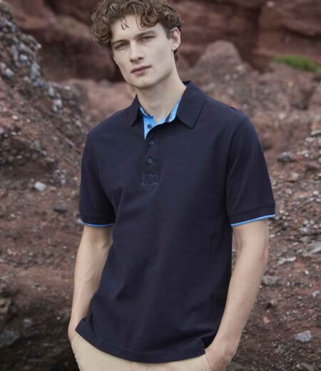 Front Row Contrast Cotton Pique Polo Shirt