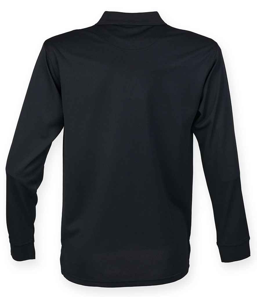 Henbury Unisex Long Sleeve Coolplus Pique Polo Shirt - Image 3