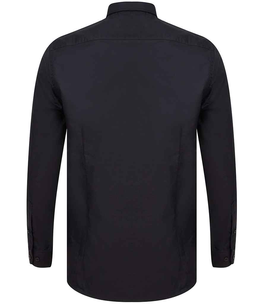 Henbury Modern Long Sleeve Slim Fit Oxford Shirt - Image 3