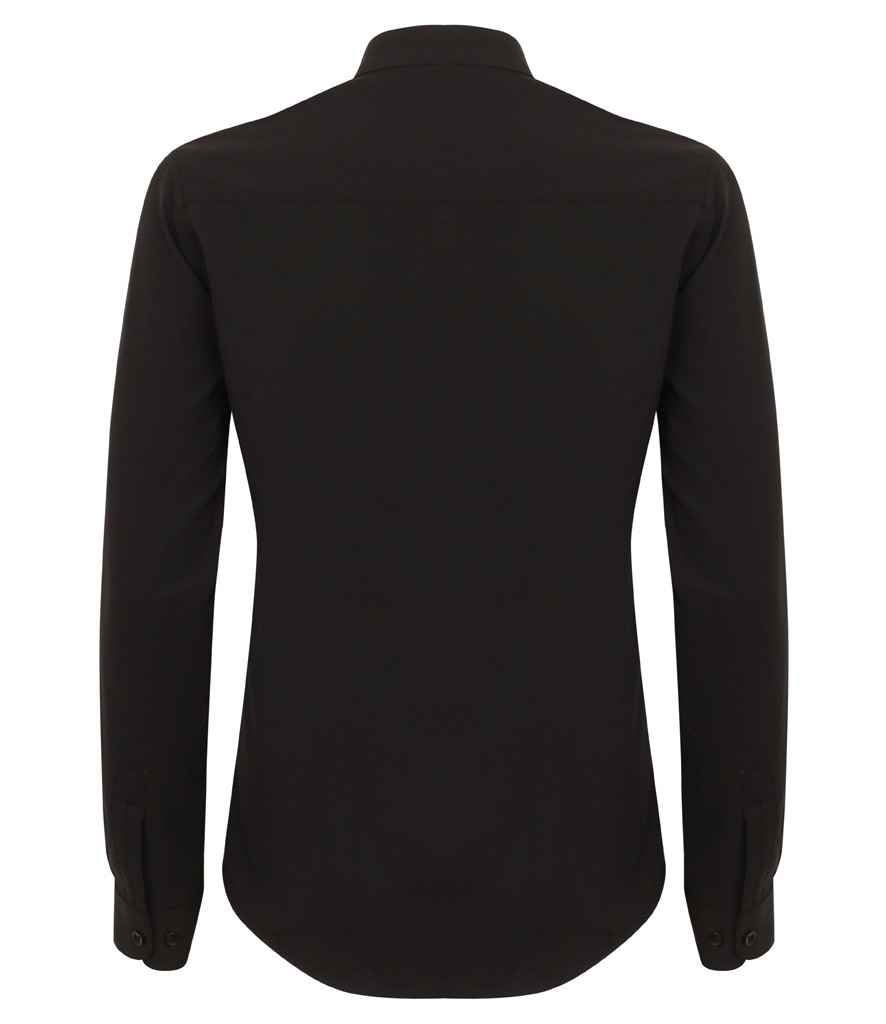 Henbury Ladies Mandarin Roll Sleeve Anti-Bac Wicking Shirt - Image 3