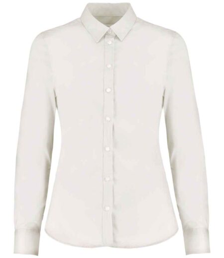 Kustom Kit Ladies Long Sleeve Tailored Stretch Oxford Shirt