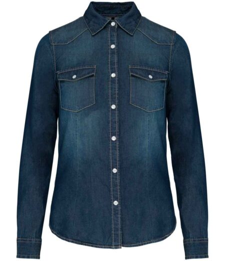 Kariban Ladies Long Sleeve Denim Shirt