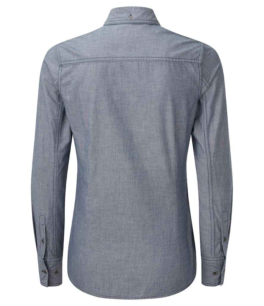 Premier Ladies Organic Fairtrade Long Sleeve Chambray Shirt - Image 3