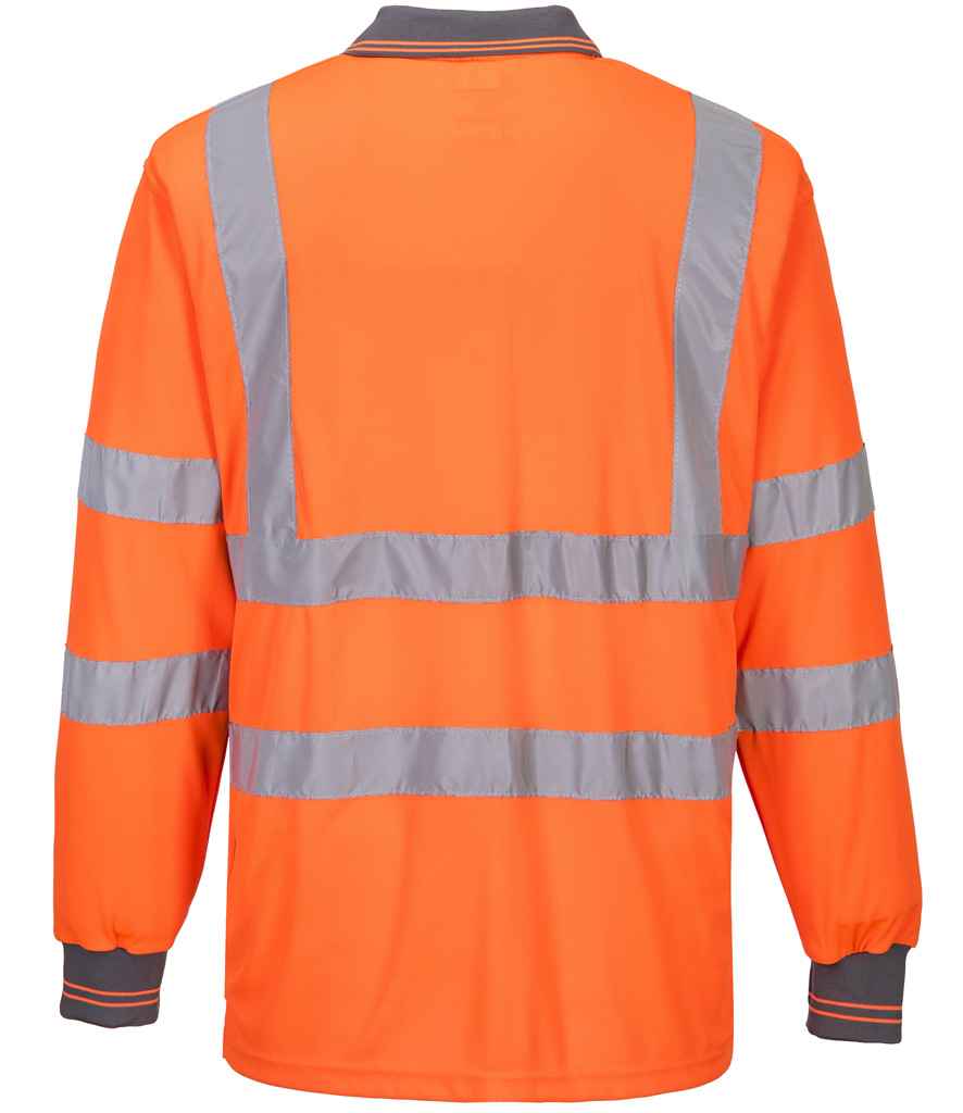 Portwest Hi-Vis Long Sleeve Polo Shirt - Image 3