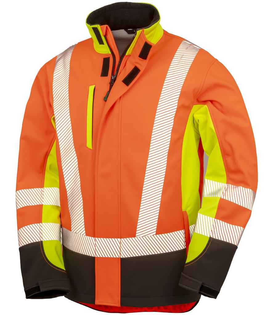 Result Recycled Three Layer Printable 3-Tone Safety Soft Shell Jacket - Image 2